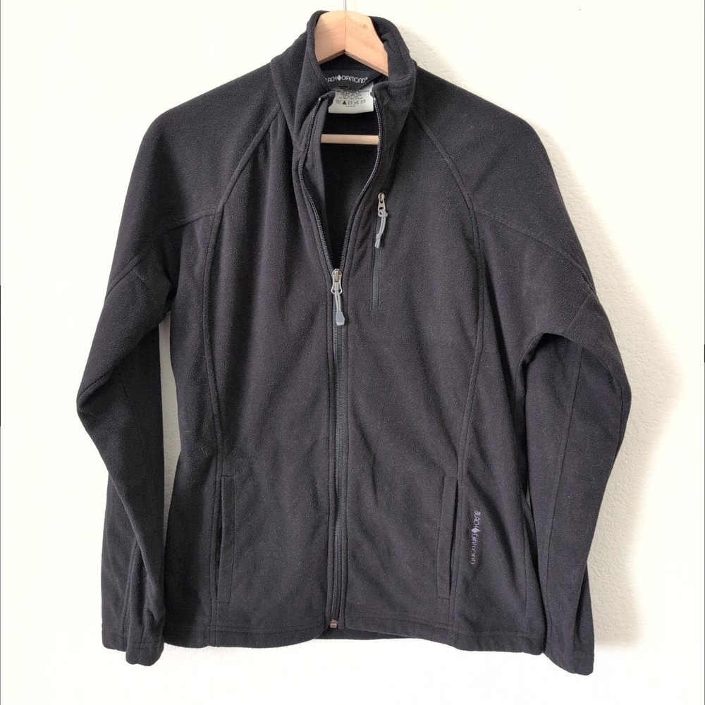 Black Diamond Womens Full Zip Fleece Jacket Black Mid Layer Size M Gorpcore Hike